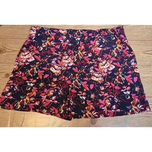 Halogen Shorts  Sz X1 Classic Dark Floral Pull Elastic Band @ Back Boho Chic